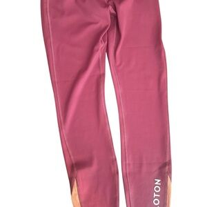 Peloton Maroon Leggings with Orange Accents Move Mission Rib Insert New with Tag